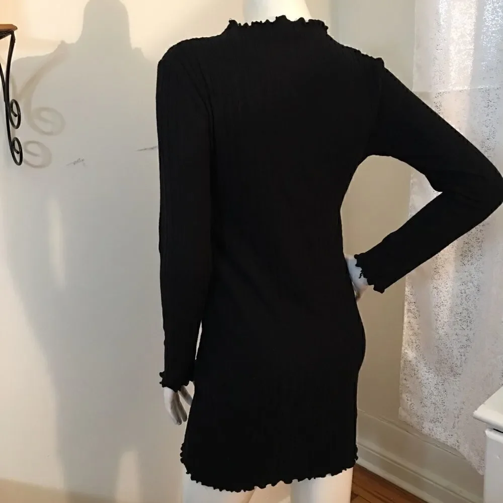 Heart & Hips thick ribbed mini ruffle border dress